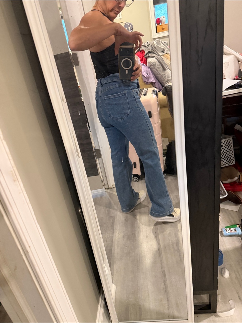 Risen size 7/28 Women’s High-Rise Blue Wide-Leg Jeans - Picture 2 of 3